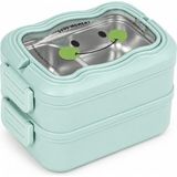 Muggle Ms-30 Paslanmaz Çelik 2 Katlı Beslenme Kabı Bölmeli Sızdırmaz 1550 Ml. Lunch Box Yemek Saklama Kabı - Mint Yeşil