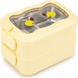 Muggle Ms-30 Paslanmaz Çelik 2 Katlı Beslenme Kabı Bölmeli Sızdırmaz 1550 Ml. Lunch Box Yemek Saklama Kabı - Sarı