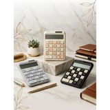 Muggle MU-0341 Retro Yuvarlak Tuşlu Masaüstü Hesap Makinesi - Şık ve Modern Tasarım (3 Renk Seçeneği) - Gri