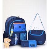 Muggle MU-5947 3'lü Okul Çanta Seti - Dayanıklı Sırt Çantası, Beslenme Çantası ve Kalemlik Deep Blue