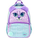 Muggle MU-9049 Parıltılı Kedi Desenli Tüylü Kulaklı Kız Çocuk Ilkokul Çantası - Mor