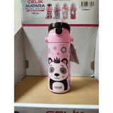 Muggle Pipetli Pandalı Pembe Çocuk Okul Çelik Matara 550ML