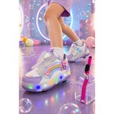 Muggo Colourful Çocuk Işıklı Patenli Tekerlekli Sneaker Spor Ayakkabı - Lila - 36