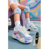 Muggo Colourful Çocuk Işıklı Patenli Tekerlekli Sneaker Spor Ayakkabı