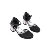 Muggo ELSE Bilekten Bağlamalı Simli Kız Çocuk Kısa Topuklu Ayakkabı SİYAH 27