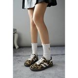 Muggo Leopard Garantili Kadın Ortopedik Günlük Bağcıklı Yürüyüş Leopar Desenli Sneaker Spor Ayakkabı