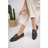 Muggo Liza Garantili Metal Tokalı Kadın Loafer Günlük Ayakkabı