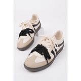 Muggo RETRO Çift Bağcıklı Günlük Kadın Sneaker Spor Ayakkabı BEJ 38