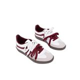 Muggo RETRO Çift Bağcıklı Günlük Kadın Sneaker Spor Ayakkabı BORDO - BEYAZ 36