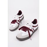 Muggo RETRO Çift Bağcıklı Günlük Kadın Sneaker Spor Ayakkabı BORDO - BEYAZ 38
