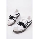 Muggo Retro Çift Bağcıklı Günlük Kadın Sneaker Spor Ayakkabı - Siyah - Beyaz