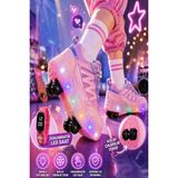 Muggo Skate Çocuk Işıklı Patenli Tekerlekli Sneaker Spor Ayakkabı - Pudra - 37