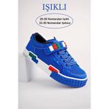 Muggo Sonic Garantili Legolu Bağcıklı Ve Cırtlı Ortopedik Çocuk Sneaker Spor Ayakkabı 001 mavi
