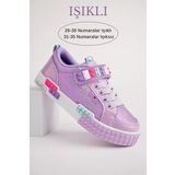 Muggo SONİC Garantili Legolu Bağcıklı ve Cırtlı Ortopedik Çocuk Sneaker Spor Ayakkabı LİLA 34