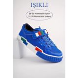 Muggo SONİC Garantili Legolu Bağcıklı ve Cırtlı Ortopedik Çocuk Sneaker Spor Ayakkabı MAVİ 35