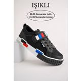 Muggo SONİC Garantili Legolu Bağcıklı ve Cırtlı Ortopedik Çocuk Sneaker Spor Ayakkabı SİYAH 28