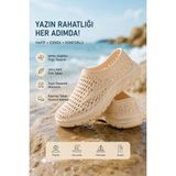 Muggo Wave Unısex Delikli Kaymaz Taban Deniz Havuz Plaj Ayakkabısı - Bej