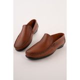 Muggo Wills Hakiki Deri Bağcıksız Erkek Günlük Klasik Loafer Ayakkabı - Taba
