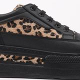 Muggo Zarina Kadın Kalın Taban Leopar Desenli Bağcıklı Günlük Sneaker Spor Ayakkabı