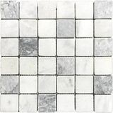 Muğla Beyazı - Gri 5x5 cm Eskitme Mermer Mozaik Duvar Zemin Mutfak Banyo (0,47M2)(30,5CM x 30,5 Cm)