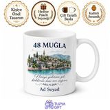 Muğla Plakalı İsimli Hediyelik Kupa Bardak - 48 Plaka Özel Tasarım Hediye