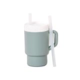 Mugley Tek Kulplu Pipetli Silikon Bardak Minty Green (3 Adet)