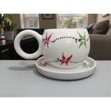 MugsandCups Seramik El Yapımı Kabartma Yusufcuk Desenli Çay/kahve Fincanı - 1 Adet - 185 ml