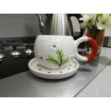 MugsandCups Seramik El Yapımı Kırmızı Papatya Desenli Çay/kahve Fincanı - 175 ml