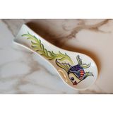 Muguetarts %100 El Emeği Seramik Desenli Kaşıklık 24X9X4 cm - Mavi Balık Desenli