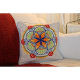 Muguetarts %100 El Yapımı Işlemeli Ipek Yastık Kılıfı Mandala Yıldız Desenli (40X40 Cm) - Çok Renkli