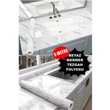 MUHEN Mermer Desen Pvc Kendinden Yapışkanlı Duvar Buzdolabı Masa Kaplama Beyaz Mermer Folyo 5 Metre
