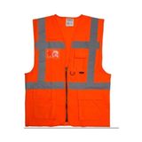 Mühendis İkaz Yeleği Neon Turuncu Cepli Fermuarlı Turuncu-3XL