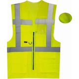 Mühendis Yeleği Yönetici Ikaz Yeleği Reflektörlü Çözgü Örgü Neon Sarı - XL