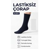 mühendislersocks Pamuklu 6'lı Lastiksiz Çorap – Diyabetik Dostu – Lacivert – Esnek -Soket