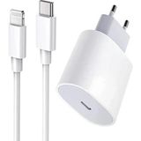 MuhendisTech iPhone 20W Tüm Serilerle Uyumlu Hızlı Şarj Aleti Adaptör ve Kablo Set 6 7 8 x 11 12 13 14 Pro Max - Beyaz