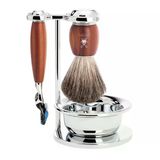 Mühle Kaseli Tıraş Seti - Vivo Serisi - Saf Porsuk Kılı - Gillette Bıçaklarla Uyumlu - Erik Ağacı