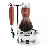 Mühle Kaseli Tıraş Seti - Vivo Serisi - Siyah Fiber - Gillette Bıçaklarıyla Uyumlu - Erik Ağacı