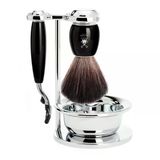 Mühle Kaseli Tıraş Seti - Vivo Serisi - Siyah Fiber - Gillette Bıçaklarıyla Uyumlu - Siyah Değerli Reçine
