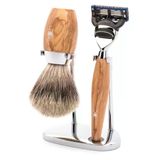 Mühle Tıraş Seti - Kosmo Serisi - İnce Porsuk Kılı - Gillette Bıçaklarıyla Uyumlu - Zeytin Ağacı