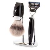 Mühle Tıraş Seti - Kosmo Serisi - Silvertip Fiber - Gillette Bıçaklarla Uyumlu - Siyah Değerli Reçine
