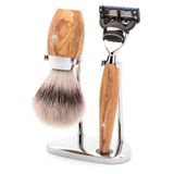 Mühle Tıraş Seti - Kosmo Serisi - Silvertip Fiber - Gillette Bıçaklarla Uyumlu - Zeytin Ağacı