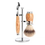 Mühle Tıraş Seti - Purist Serisi - Silvertip Fiber - Gillette Bıçaklarıyla Uyumlu - Karelya Kıvırcık Huş Ağacı