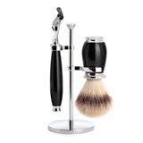Mühle Tıraş Seti - Purist Serisi - Silvertip Fiber - Gillette Bıçaklarıyla Uyumlu - Siyah Değerli Reçine