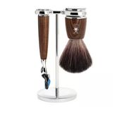 Mühle Tıraş Seti - Rytmo Serisi - Black Fiber - Gillette Bıçaklarla Uyumlu - Koyu Dişbudak Ağacı