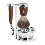 Mühle Tıraş Seti - Rytmo Serisi - Saf Porsuk Kılı - Gillette Bıçaklarla Uyumlu - Koyu Dişbudak Ağacı