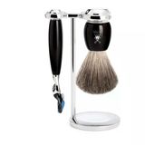 Mühle Tıraş Seti - Vivo Serisi - Saf Porsuk Kılı - Gillette Bıçaklarıyla Uyumlu - Siyah Değerli Reçine
