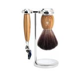 Mühle Vivo Tıraş Seti - Gillette Bıçakları Ve Tıraş Fırçasıyla Uyumlu Tıraş Makinesi Siyah Fiber, Tutucu, Zeytin Ağacı Sap