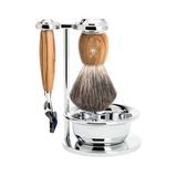 Mühle Vivo Tıraş Seti, Gillette Bıçaklarla Uyumlu, Porsuk Kıllı Tıraş Fırçası, Kaseli Tutucu - Zeytin Ağacı Saplı