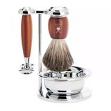 Mühle Vivo Tıraş Seti - Kase, Porsuk Kılı Tıraş Fırçası, Tıraş Bıçağı, Stand - Erik Ağacından Saplar Ve Metal Detaylar