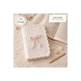 mühre 16X22CM Kurdele Detay Pembe Beyaz El Yapımı Amigurumi Örgü Kitap Kılıfı, Roman Kılıfı Organizer, Ajanda, Defter Kılıfı